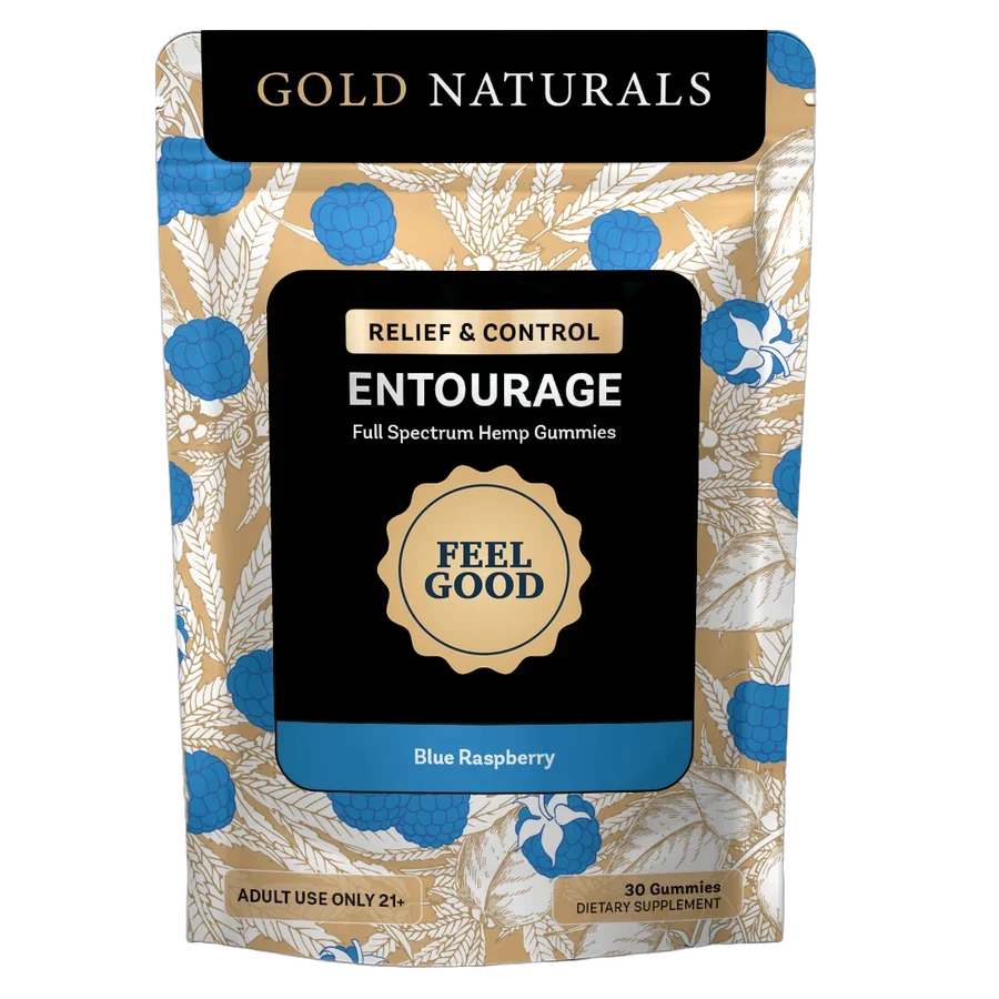 Gold Naturals Entourage Blue Raspberry gummy pouch