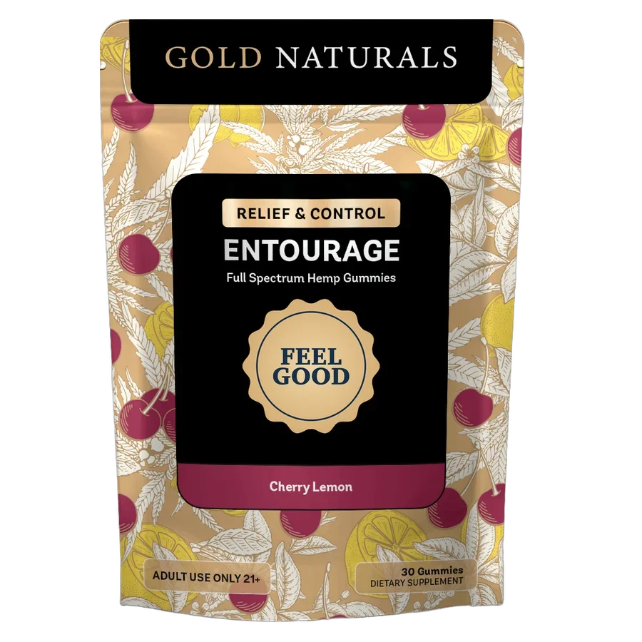 Gold Naturals Entourage Cherry Lemon gummy pouch