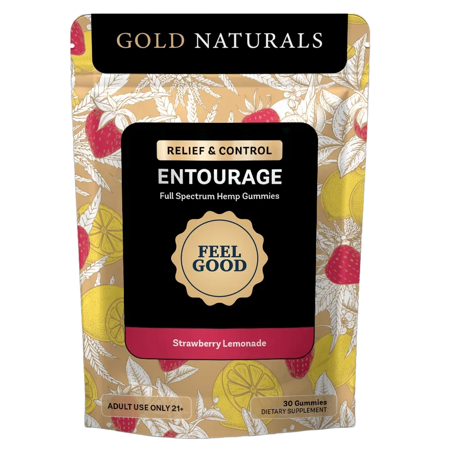 Gold Naturals Entourage Strawberry Lemonade gummy pouch